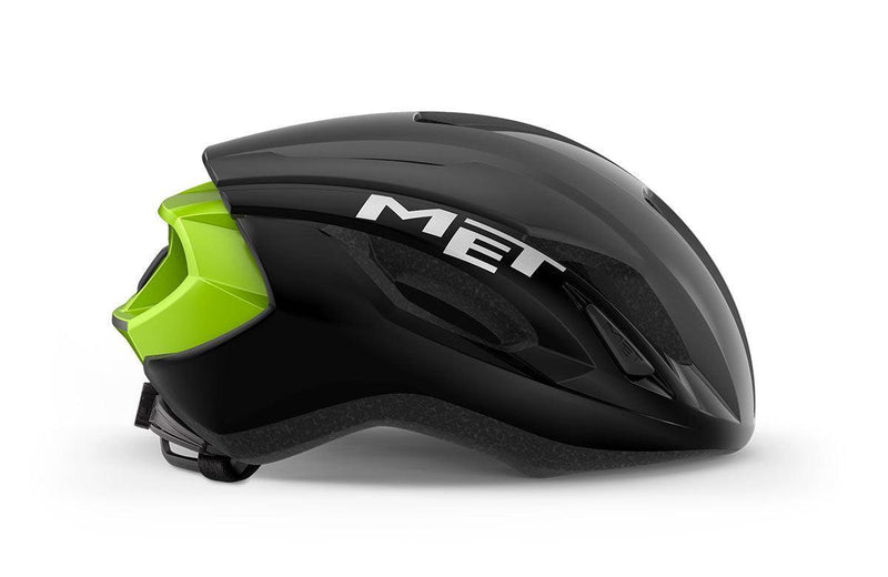 Load image into Gallery viewer, MET Road Cycling Helmet - Strale CE - (Black Fluo Yellow Reflective | Glossy)
