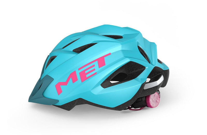 Load image into Gallery viewer, Met Crackerjack Kids Cycling Helmet (Light Blue/Magenta/Matt)
