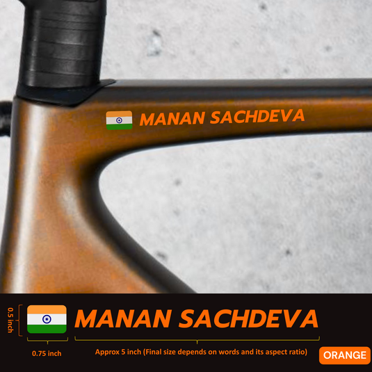 Premium Cyclist Name Sticker Decal with Indian Flag (set of 2) - MADOVERBIKING -  MADOVERBIKING