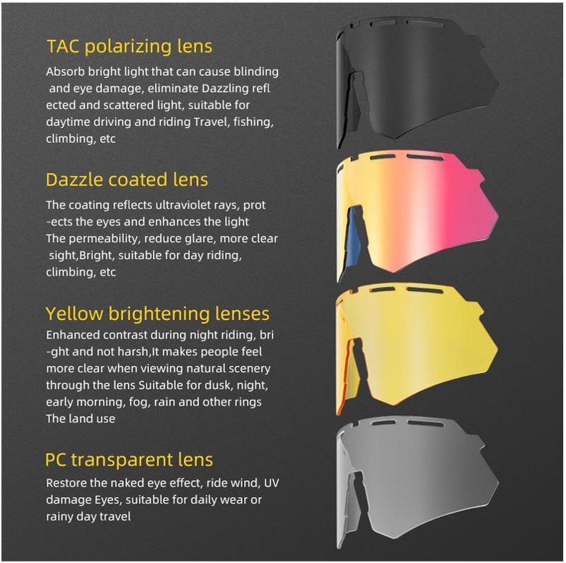 Load image into Gallery viewer, Sunglasses | Polarized Glasses with 4 Interchangeable Lenses &amp; UV400 Protection (Black) ROCKBROS MADOVERBIKING
