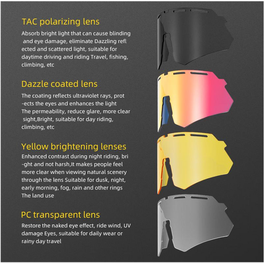 Sunglasses | Polarized Glasses with 4 Interchangeable Lenses & UV400 Protection (Black) ROCKBROS MADOVERBIKING