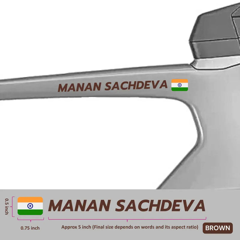 Load image into Gallery viewer, Premium Cyclist Name Sticker Decal with Indian Flag (set of 2)
