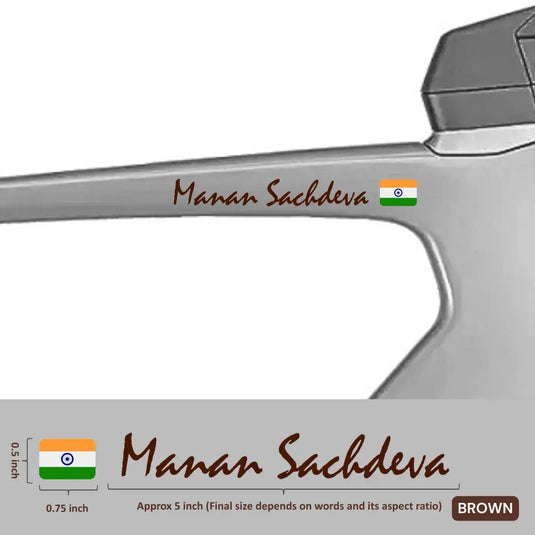 Premium Cyclist Name Sticker Decal with Indian Flag (set of 2)