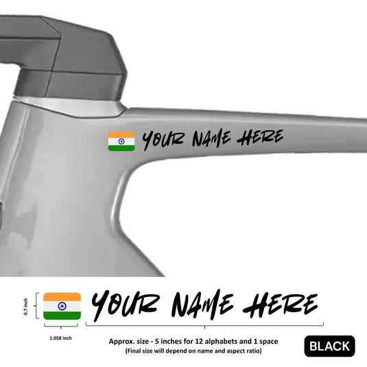 Premium Cyclist Name Sticker Decal with Indian Flag (set of 2)