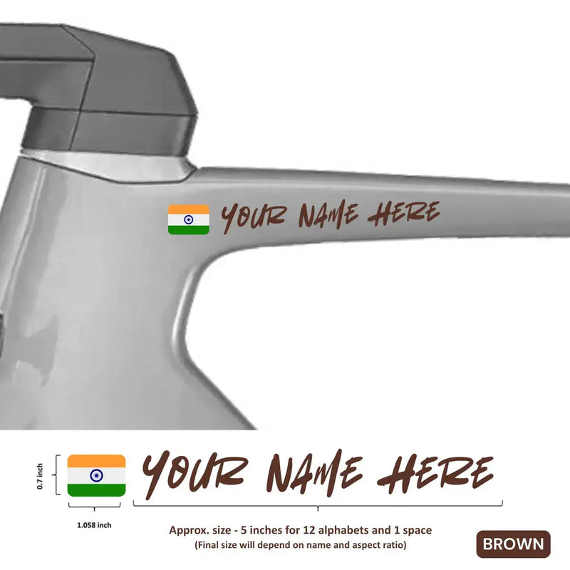 Load image into Gallery viewer, Premium Cyclist Name Sticker Decal with Indian Flag (set of 2)
