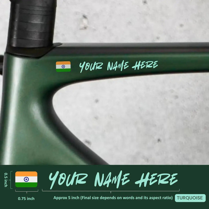 Load image into Gallery viewer, Premium Cyclist Name Sticker Decal with Indian Flag (set of 2)
