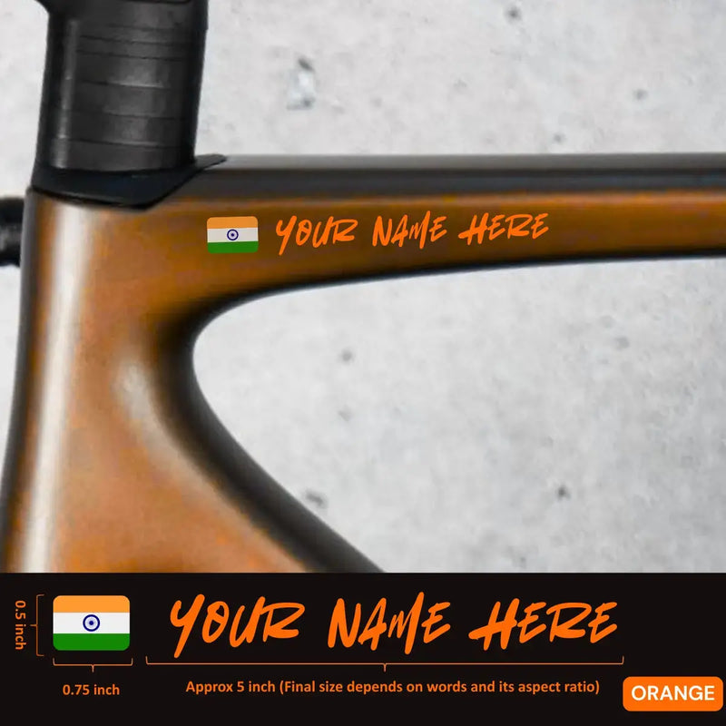 Load image into Gallery viewer, Premium Cyclist Name Sticker Decal with Indian Flag (set of 2)
