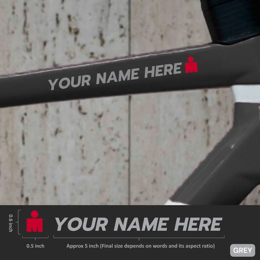 Premium Cyclist Name Sticker Decal with Iron-Man Logo (Set of 2)