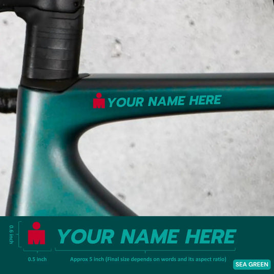 Premium Cyclist Name Sticker Decal with Iron-Man Logo (Set of 2)