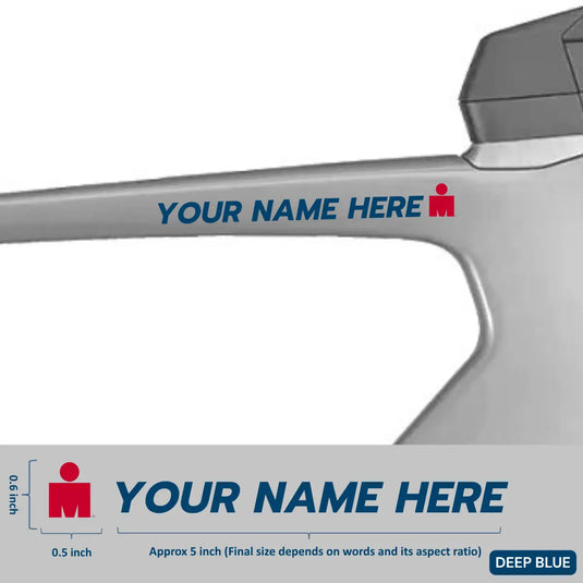 Premium Cyclist Name Sticker Decal with Iron-Man Logo (Set of 2)