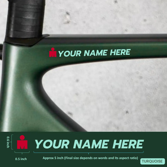 Premium Cyclist Name Sticker Decal with Iron-Man Logo (Set of 2)