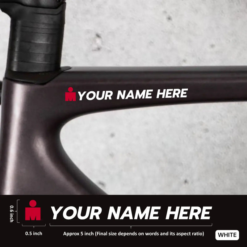 Load image into Gallery viewer, Premium Cyclist Name Sticker Decal with Iron-Man Logo (Set of 2)
