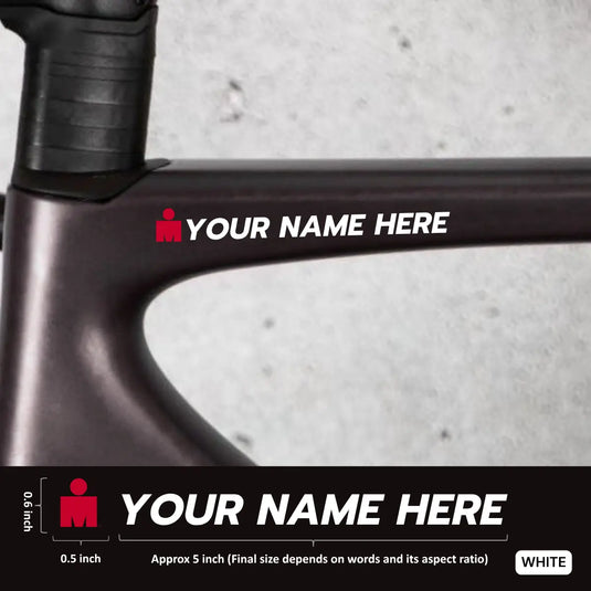 Premium Cyclist Name Sticker Decal with Iron-Man Logo (Set of 2)