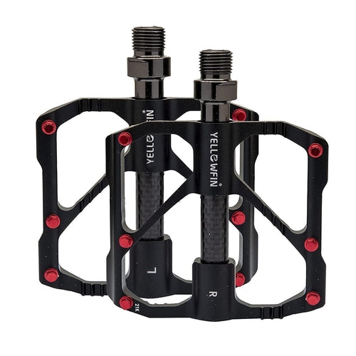 Promend Aluminium Alloy Sealed Bearing Wide Platform Lightweight Aluminium Pedals With 12 Anti-Skid Pins For Road, Bmx & Mtb Bike Bicycle (Black)