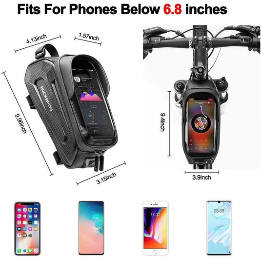 Top Tube Bag | EVA 3D Hardshell - Waterproof & Compatible with Phones Upto 6.8" ROCKBROS MADOVERBIKING