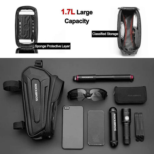 Top Tube Bag | EVA 3D Hardshell - Waterproof & Compatible with Phones Upto 6.8" ROCKBROS MADOVERBIKING