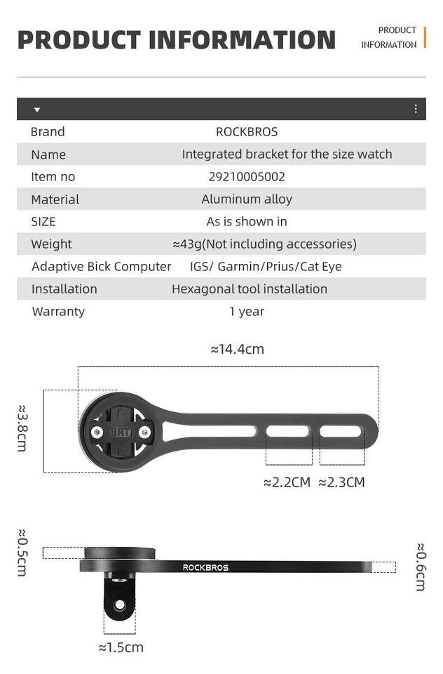 Load image into Gallery viewer, Rockbros Bike Computer Mount, Out Front Aluminum Bicycle Computer Mount for Road Bikes Aero Integrated Handlebar Compatible with Garmin, Wahoo, Bryton and GoPro
