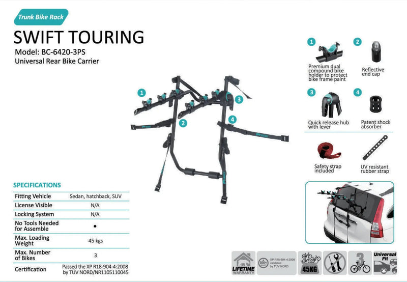 Load image into Gallery viewer, BNB BEARACK | CAR TRUNK BIKE RACK | SWIFT TOURING - MADOVERBIKING -  BNB BeaRack
