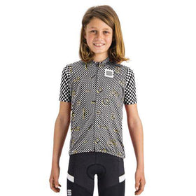 Sportful Checkmate Kids Cycling Jersey (Black/White/Cedar)