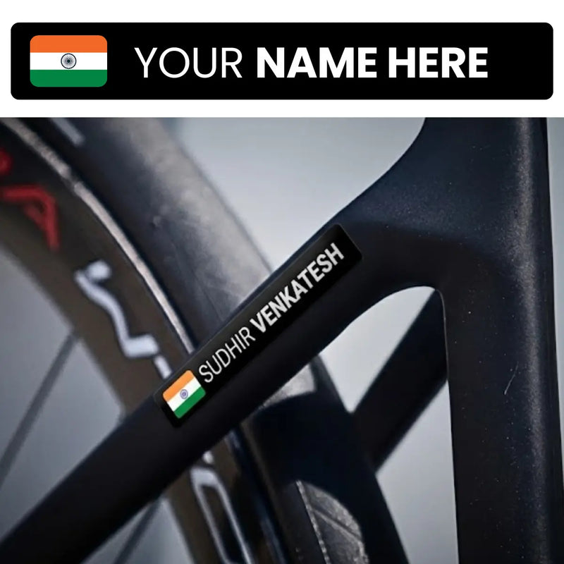 Load image into Gallery viewer, Personalized Rider Name Sticker with Indian Flag - Waterproof (Set of 4) MADOVERBIKING MADOVERBIKING
