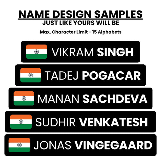 Personalized Rider Name Sticker with Indian Flag - Waterproof (Set of 4) MADOVERBIKING MADOVERBIKING