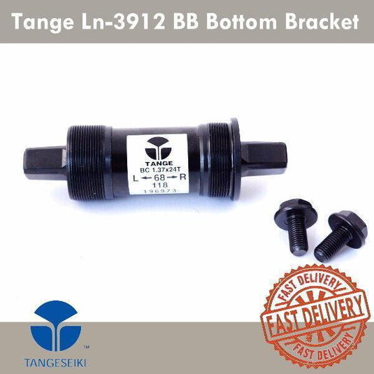 Tangeseiki Square Tapered Bottom Bracket Ln-3912 Steel Axle, Steel Body Black Edp And Cups, Steel Bearings