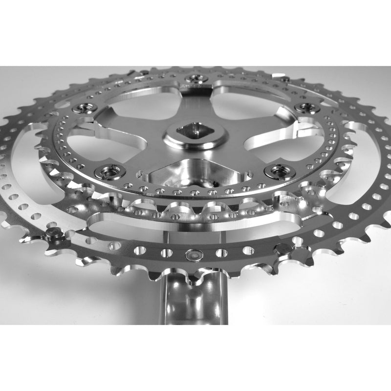 Load image into Gallery viewer, Velo Orange Grand Cru Drillium 110 Fluted Double Crankset
