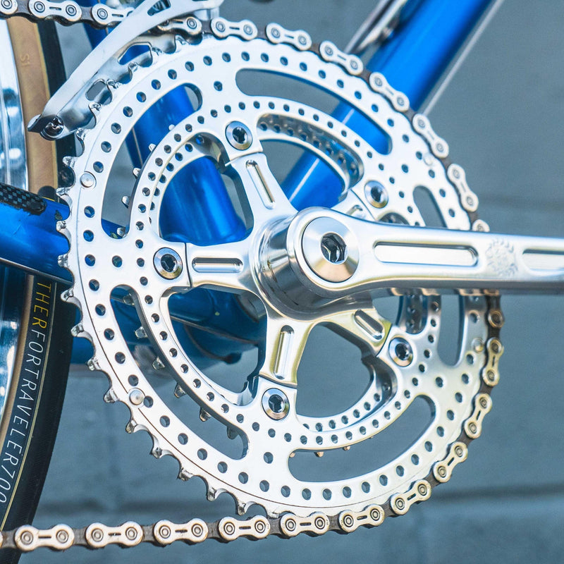 Load image into Gallery viewer, Velo Orange Grand Cru Drillium 110 Fluted Double Crankset
