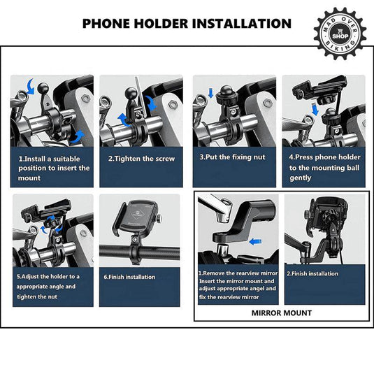 Yellowfin Jaw Grip Waterproof Bicycle Mobile Phone Holder Mount With 360° Rotation For Maps And Gps Navigation (M8S Black)