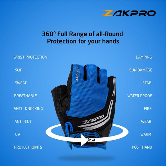 ZAKPRO Cycling Gloves - Hybrid Series - (Blue)