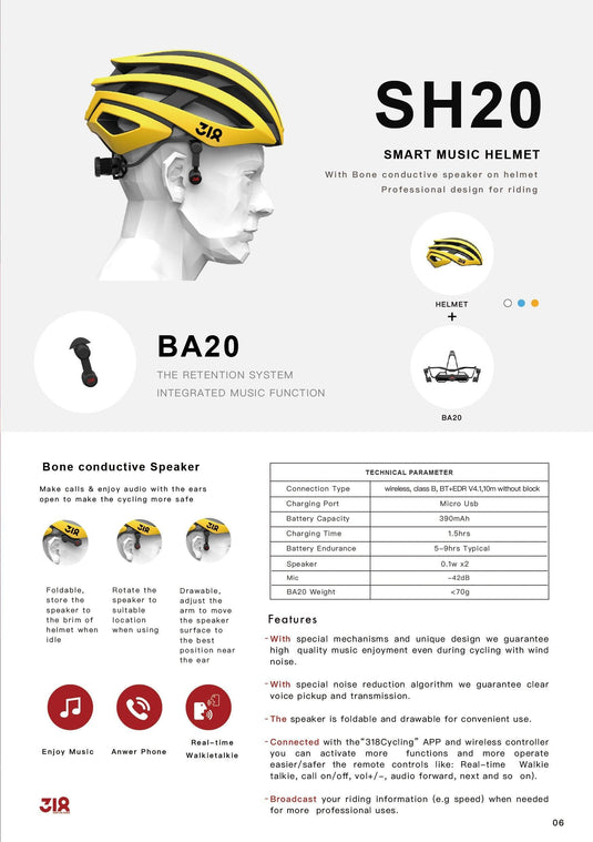 ZAKPRO Smart Cycling Helmet with Bluetooth Speakers and Sensitive Rear Alerting Lights - 318 Series