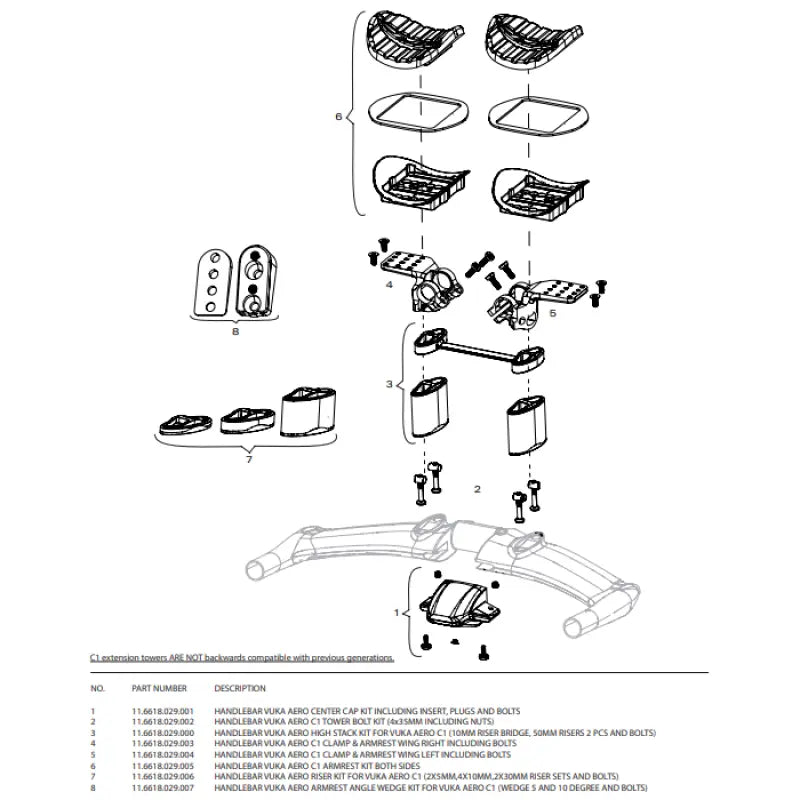 Load image into Gallery viewer, Triathlon &amp; TT Bar Spares | Vuka Aero C1 Clamp &amp; Armrest Wing, for Vuka Handlebar Including Bolts ZIPP MADOVERBIKING
