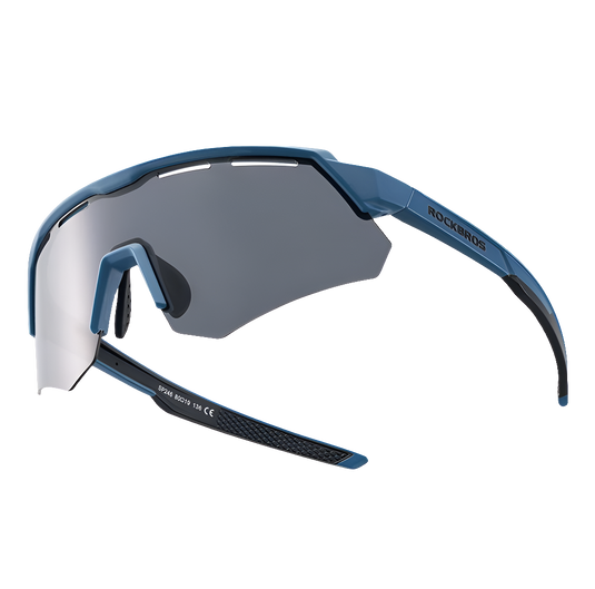 Sunglasses | Polarized Glasses with 4 Interchangeable Lenses & UV400 Protection (Navy) ROCKBROS MADOVERBIKING