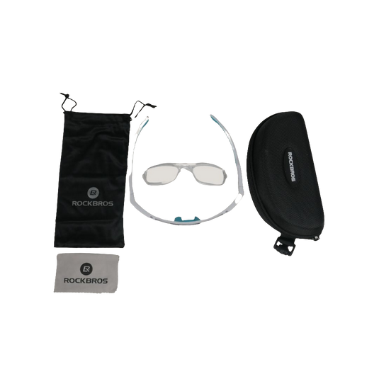 Sunglasses | Photochromic Glasses with UV400 protection, Myopia Compatible (White Frame) ROCKBROS MADOVERBIKING