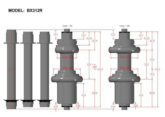 Bitex BX312R Rear Hub, Shimano 11s (w/abs)