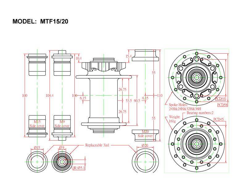 Load image into Gallery viewer, Bitex MTF15/20 Front Hub
