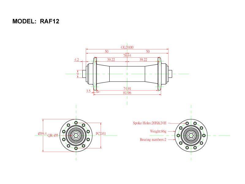 Load image into Gallery viewer, Bitex RAF12 Front Road Hub
