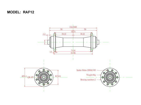 Bitex RAF12 Front Road Hub