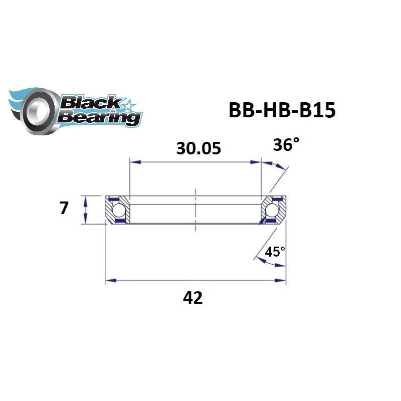 Load image into Gallery viewer, BLACKBEARING B15 HEADSET BEARING (30.05 X 42 X 7 MM 36/45°) - MADOVERBIKING
