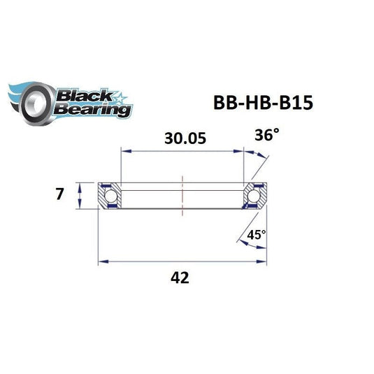 BLACKBEARING B15 HEADSET BEARING (30.05 X 42 X 7 MM 36/45°) - MADOVERBIKING
