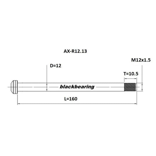 BlackBearing Thru-Axle | R12.13 (12mm-160-m12x1.5-10.5mm) BLACKBEARING MADOVERBIKING