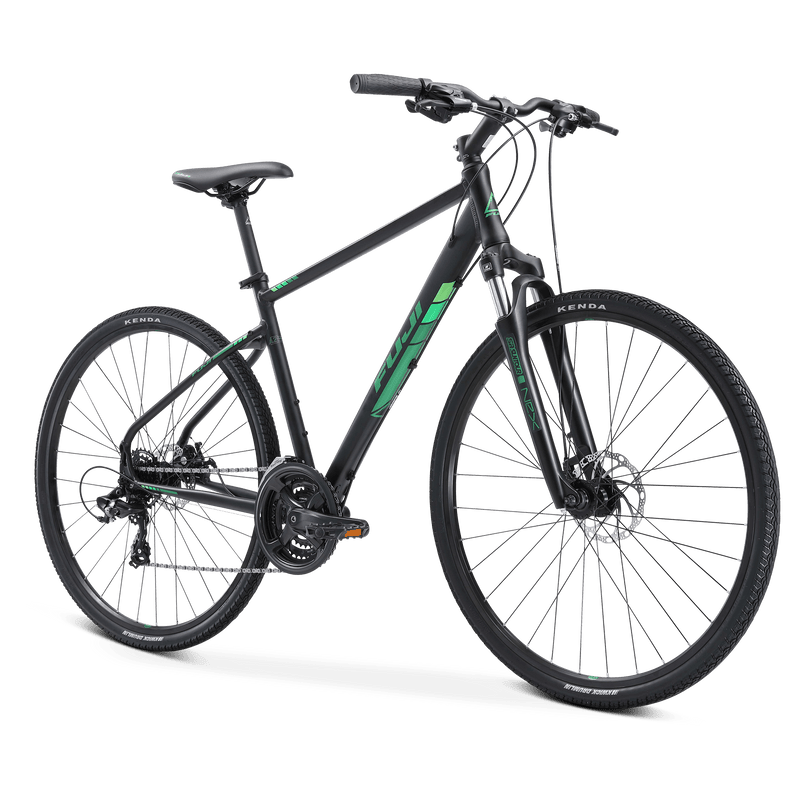 Load image into Gallery viewer, Fuji Traverse 1.7 (Stain Black/Green) Hybrid Bike - MADOVERBIKING
