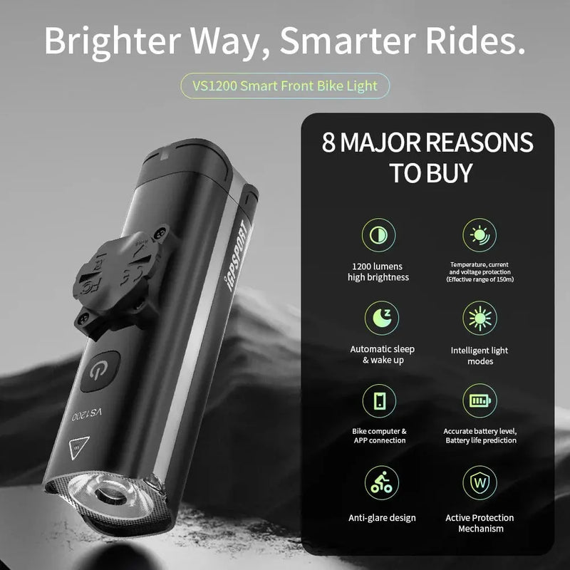 Load image into Gallery viewer, IGPSPORTS VS1200 Smart Front Bike Light IGPSPORT MADOVERBIKING
