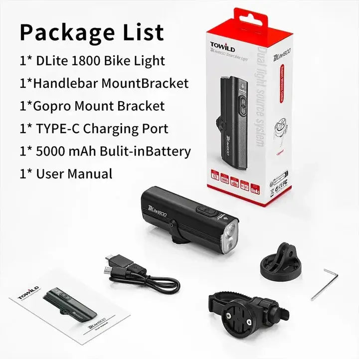 Load image into Gallery viewer, TOWILD DLite1800 Bike Light Royal Traders MADOVERBIKING
