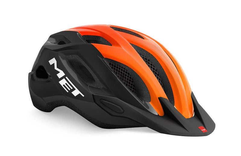 Load image into Gallery viewer, Met Crossover Hybrid Cycling Helmet (Black/Orange/Glossy) - MADOVERBIKING
