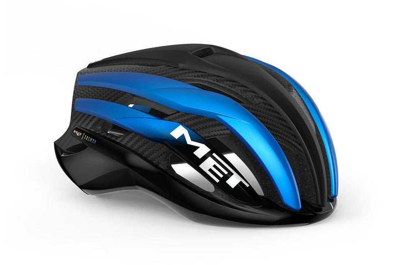 Load image into Gallery viewer, Met Trenta 3K Carbon Ce Road Cycling Helmet (Black Blue Metallic/Matt Glossy) - MADOVERBIKING

