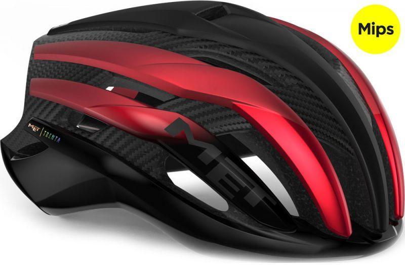 Load image into Gallery viewer, Met Trenta 3K Carbon Mips Road Cycling Helmet (Black/Red Metallic/Matt Glossy) - MADOVERBIKING
