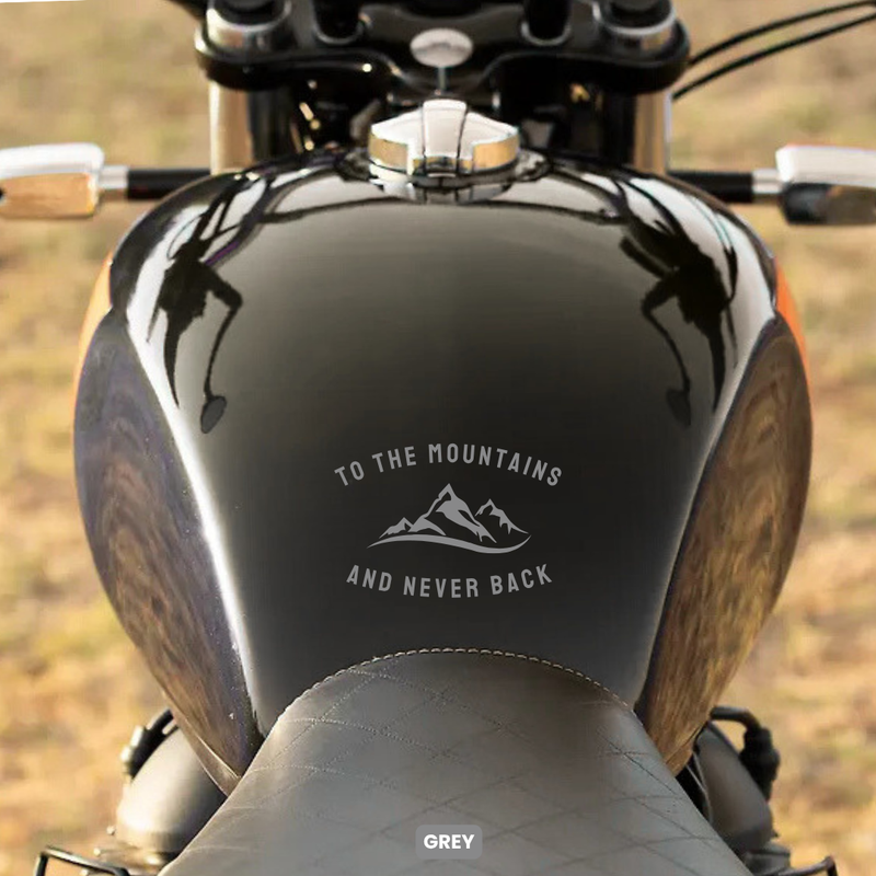 Load image into Gallery viewer, Premium Vinyl Based Sticker Decal &quot;TO THE MOUNTAINS AND NEVER BACK&quot; (pack of 2 pcs) for Cars &amp; Bikes - MADOVERBIKING -  MADOVERBIKING
