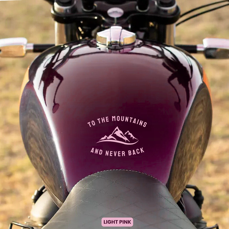 Load image into Gallery viewer, Premium Vinyl Based Sticker Decal &quot;TO THE MOUNTAINS AND NEVER BACK&quot; (pack of 2 pcs) for Cars &amp; Bikes - MADOVERBIKING -  MADOVERBIKING
