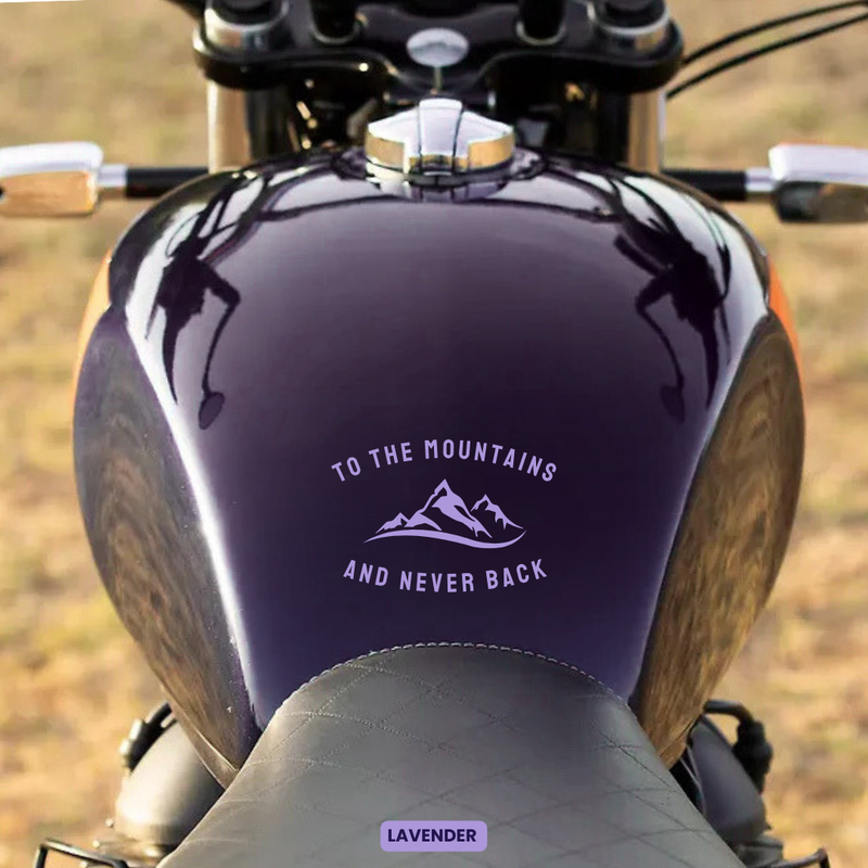 Load image into Gallery viewer, Premium Vinyl Based Sticker Decal &quot;TO THE MOUNTAINS AND NEVER BACK&quot; (pack of 2 pcs) for Cars &amp; Bikes - MADOVERBIKING -  MADOVERBIKING
